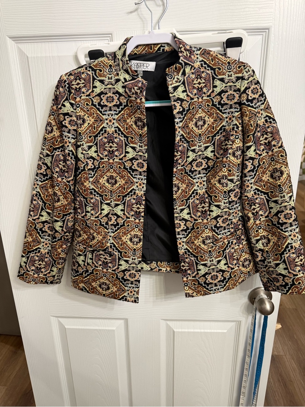 Kasper Tapestry Blazer Jacket Womens 4 Boho Southwestern Academia Chic Career